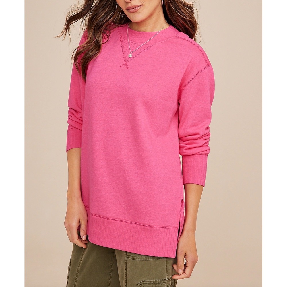 Maurices sz L Pink Willowsoft Mock Neck Sweatshirt Cozy Comfy Relaxed Casual